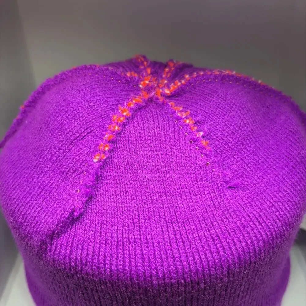 Nike Crimson & Purple Knit Cuff Pom Pom Beanie Girl's 7-16